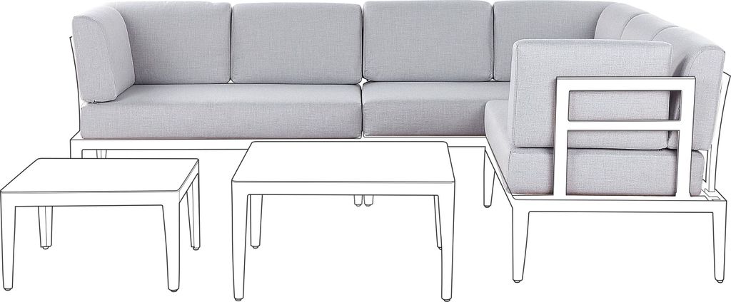 BELIANI Ersatzbezüge Hellgrau aus Stoff 12-teilig mit Reißverschlüssen Modern Outdoor Rücken- und Sitzkissenbezüge für Gartenmöbel Loungemöbel