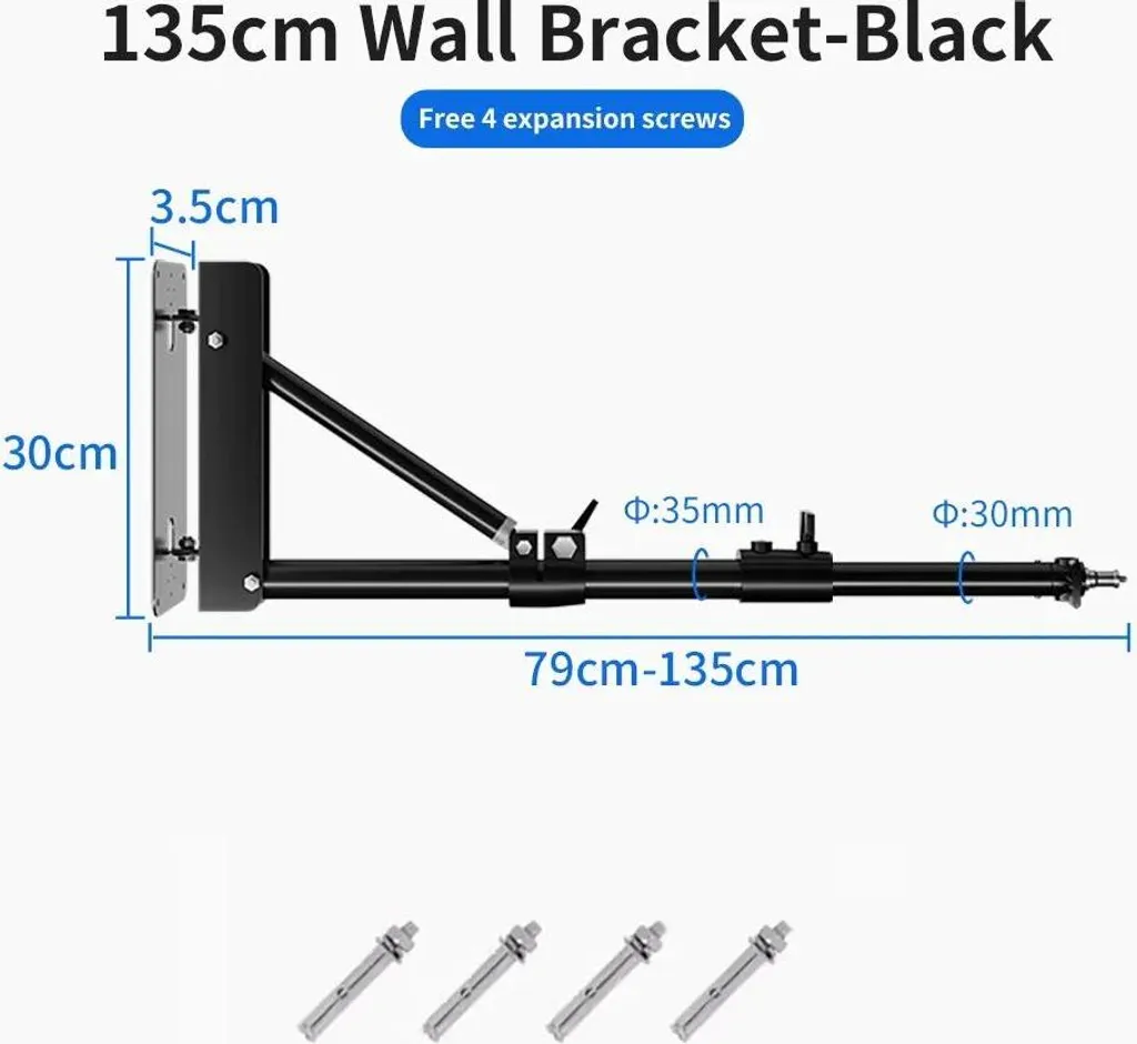 Support mural télescopique articulé de 135 cm pour matériel de studio
