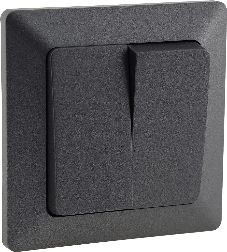 MILOS Serien-Schalter 2-fach, Anthrazit 250V/ 10A, inkl. Produktbild 1