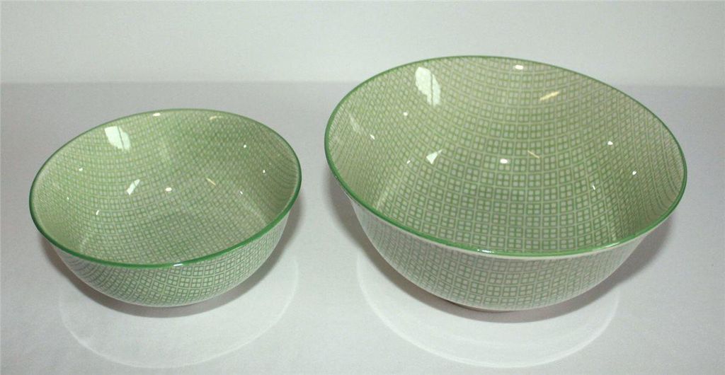 290, 1 große und 1 kleine Matcha Reisschale Porzellan Soba Bowl „Niji“ grün ø 15 cm und ø 12 cm