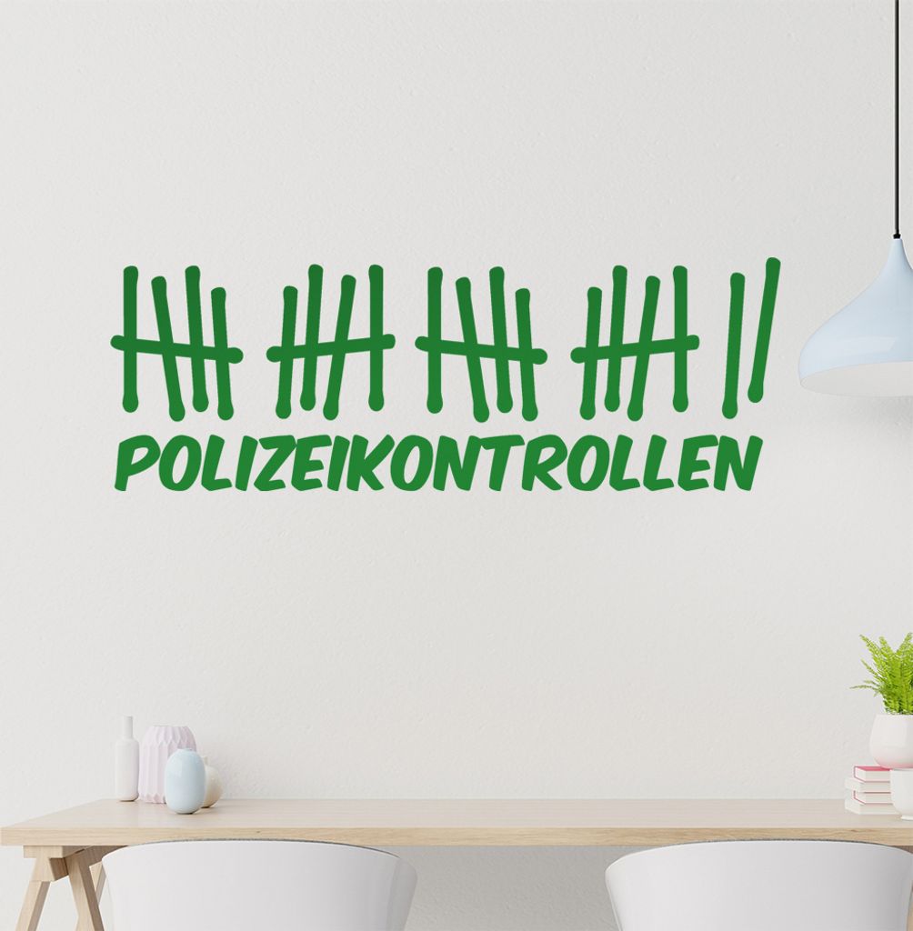 Polizeikontrollen Wandtattoo in 6 Größen - Wandaufkleber Wall Sticker - Dekoration, Küche, Wohnzimmer, Schlafzimmer, Badezimmer