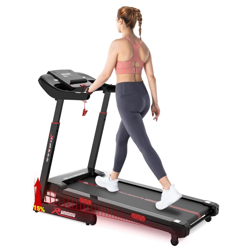 CITYSPORTS Laufband WP16 Laufband für zu Hause 1-15km/h, Elektrischer Winkellift 0-15%, Mit Puls Max Tragfähigkeit 200kg, 2200W Motor Walking pad