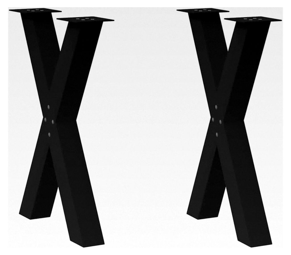 Esstischbeine X-förmig Schwarz 60 x (72–73) cm Stahl 2 Stück