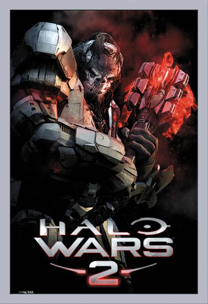 Affiche Encadrée Halo Wars 2 Atriox Cadre Argenté Shinsuke pour Gaming Room