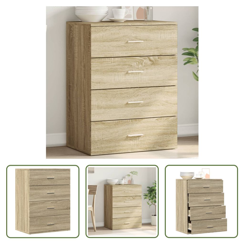 The Living Store Sideboard Sonoma-Eiche 60x39x80 cm Holzwerkstoff