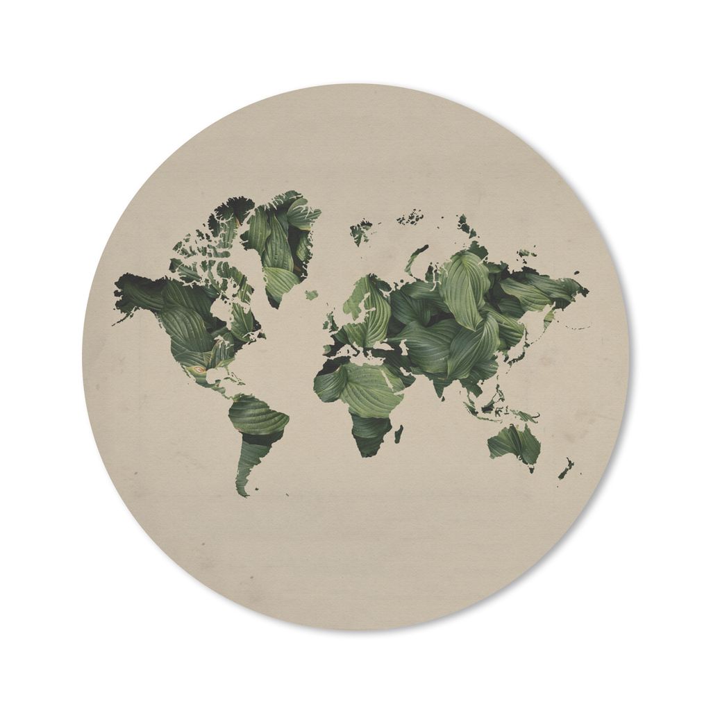 MuchoWow Mauspad Mousepad Weltkarte - Pflanzen - Muster 20x20 cm - Mousepads - Maus Mat - Pad - Mausunterlage - Schreibtischmatte