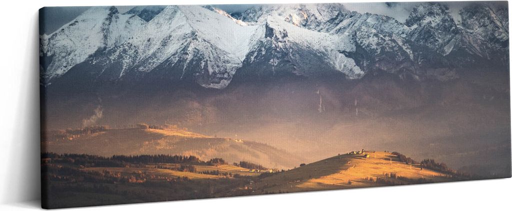 Tatragebirge im Winterpanorama – Leinwandbild Wandbild – 125x50 cm – Leinwandbilder – Wandbilder – Schlafzimmer – Flur