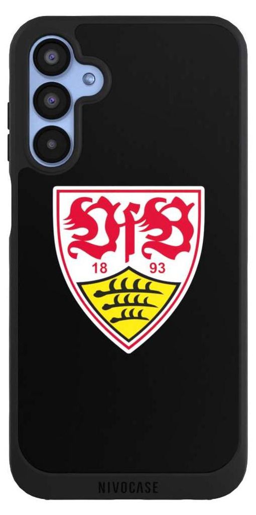 NIVOCASE Handyhülle für Samsung Galaxy A15 5G Hülle NIVOpure Case Schwarz Offizielles Lizenzprodukt VfB Stuttgart Wappen