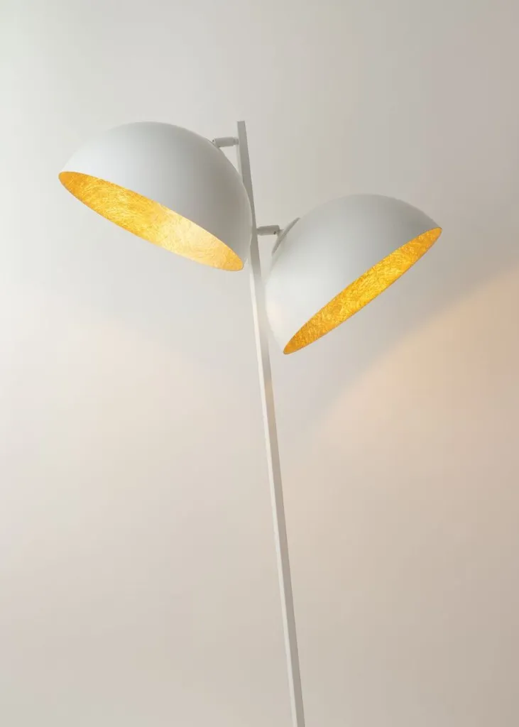 Lampadaire incliné blanc Sphere Sigma Lighting 2 dômes blanc et or - 2