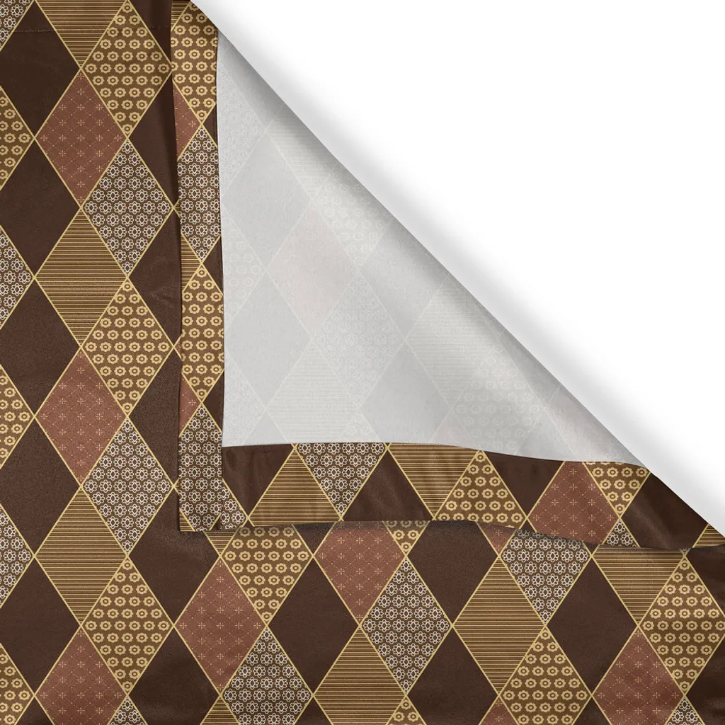 Rideau occultant partiel motif patchwork cannelle à œillets 280x175cm