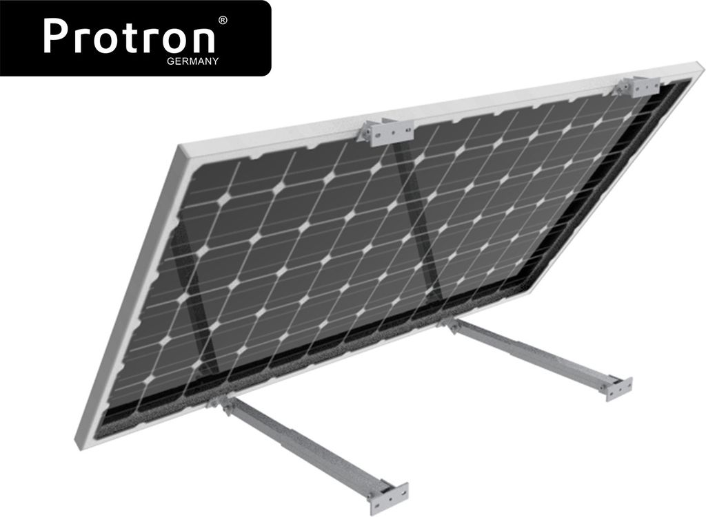 Protron 4-Punkt-Halterung Bodenhalterung für Solarmodule (20°- 40°) aus Aluminium - 2+2 Stück, Aufständerung Wandmontage Flachdach PV, MwSt.-...