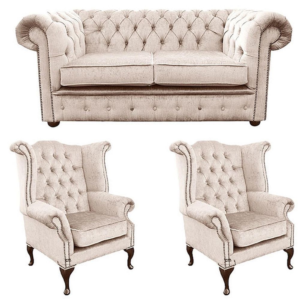 Chesterfield Design Luxus Polster Sofa Couch Sitz Garnitur Leder Textil Neu #490