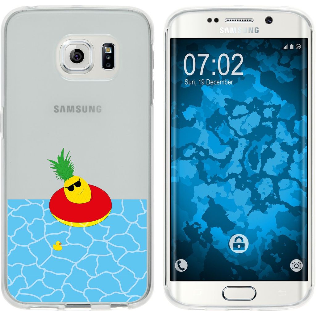 PhoneNatic Case kompatibel mit Samsung Galaxy S6 Edge Silikon-Hülle Sommer Ananas M2