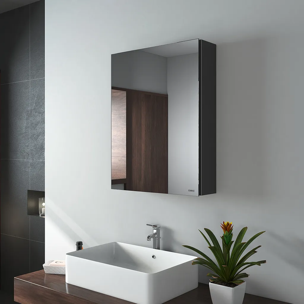 Specchiera Contenitore EMKE Premium Nero 50x65 | Stile Hotel 5 Stelle