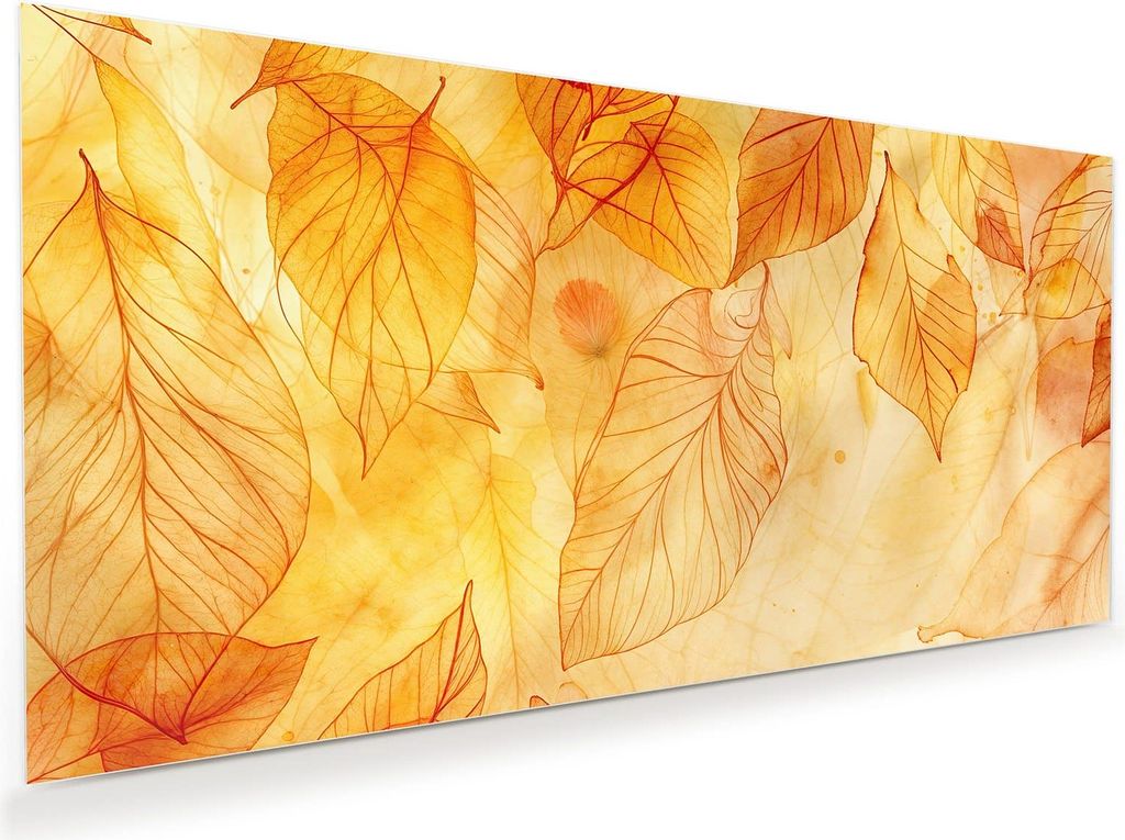 Glasbild 60x30cm in XXL für Wohnzimmer, Schlafzimmer Motiv Herbstblätter