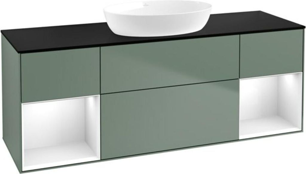 V&B Waschtischunterschrank Wandbeleuchtung Finion 160cm, Pl b m, Rg g wh. Lac, Oli. m Lac