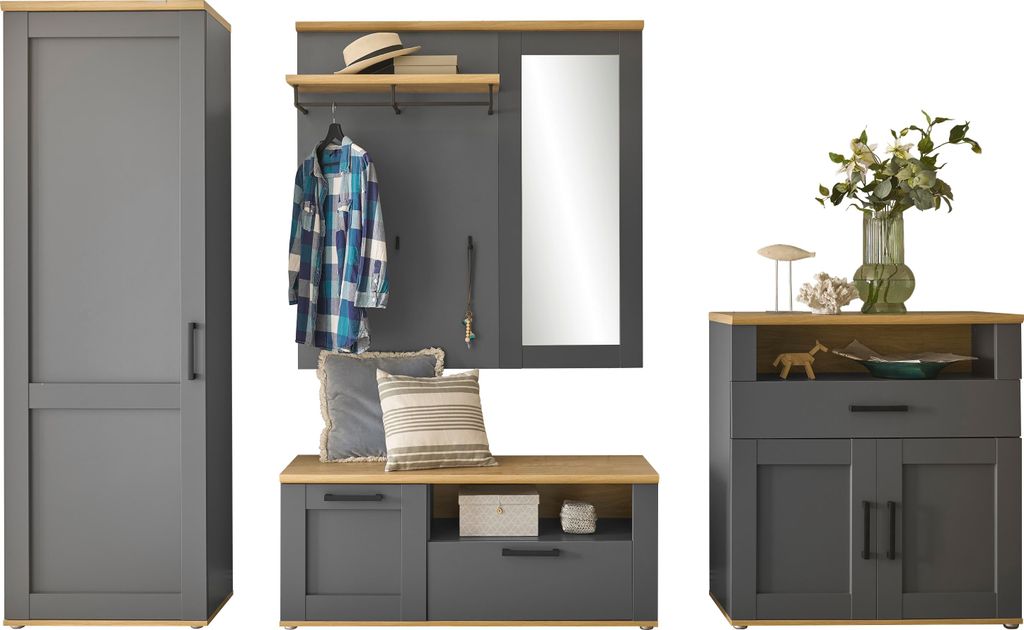 Garderobe VENEZIA 4-teilig, Grau/Artisan Eiche, mit Produktbild 