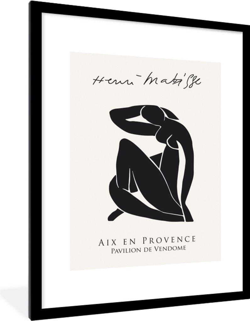 MuchoWow Gerahmtes Poster Frau - Abstrakt - Schwarz - Henri Matisse 60x80 cm - Poster mit Schwarzem Bilderrahmen Wandposter Rahmen Foto Bilder - ...
