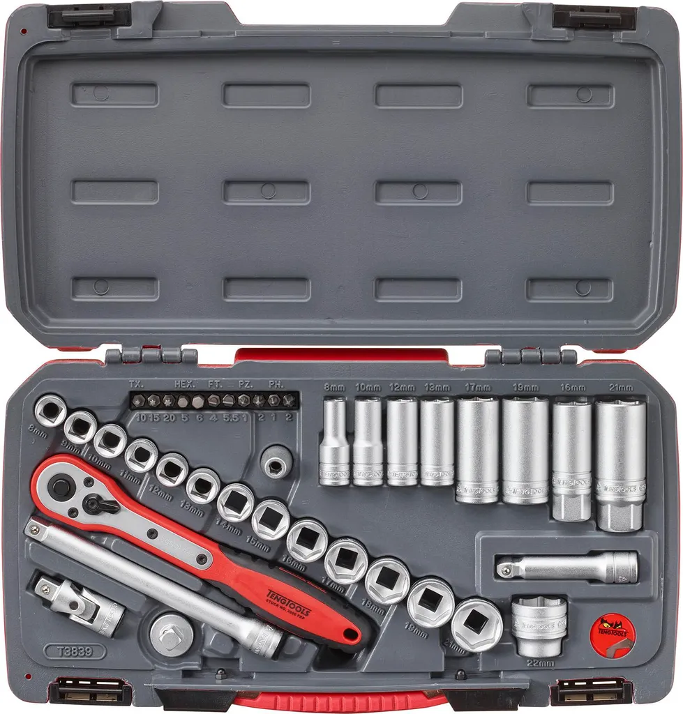 Kit Clés à Douille 3/8 Tengtools 39 Pièces pour Mécanique Automobile - 3