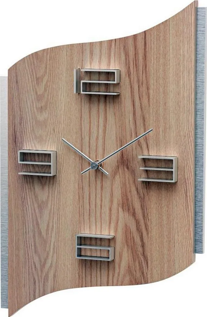 AMS Montre Unisex 9613 - Horloge murale design radioguidée en bois naturel