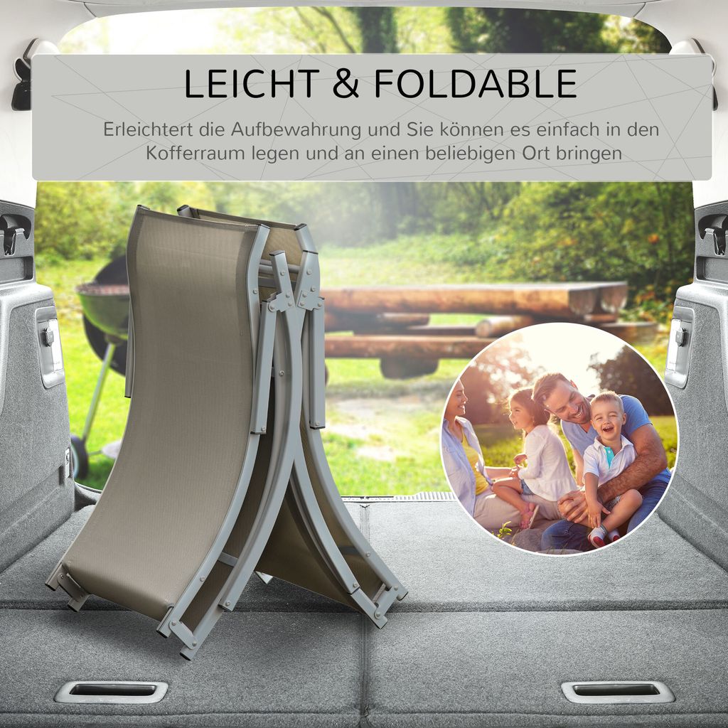 Outsunny 2er Set Sonnenliege Gartenliege Stoffliege Alu Produktbild 4