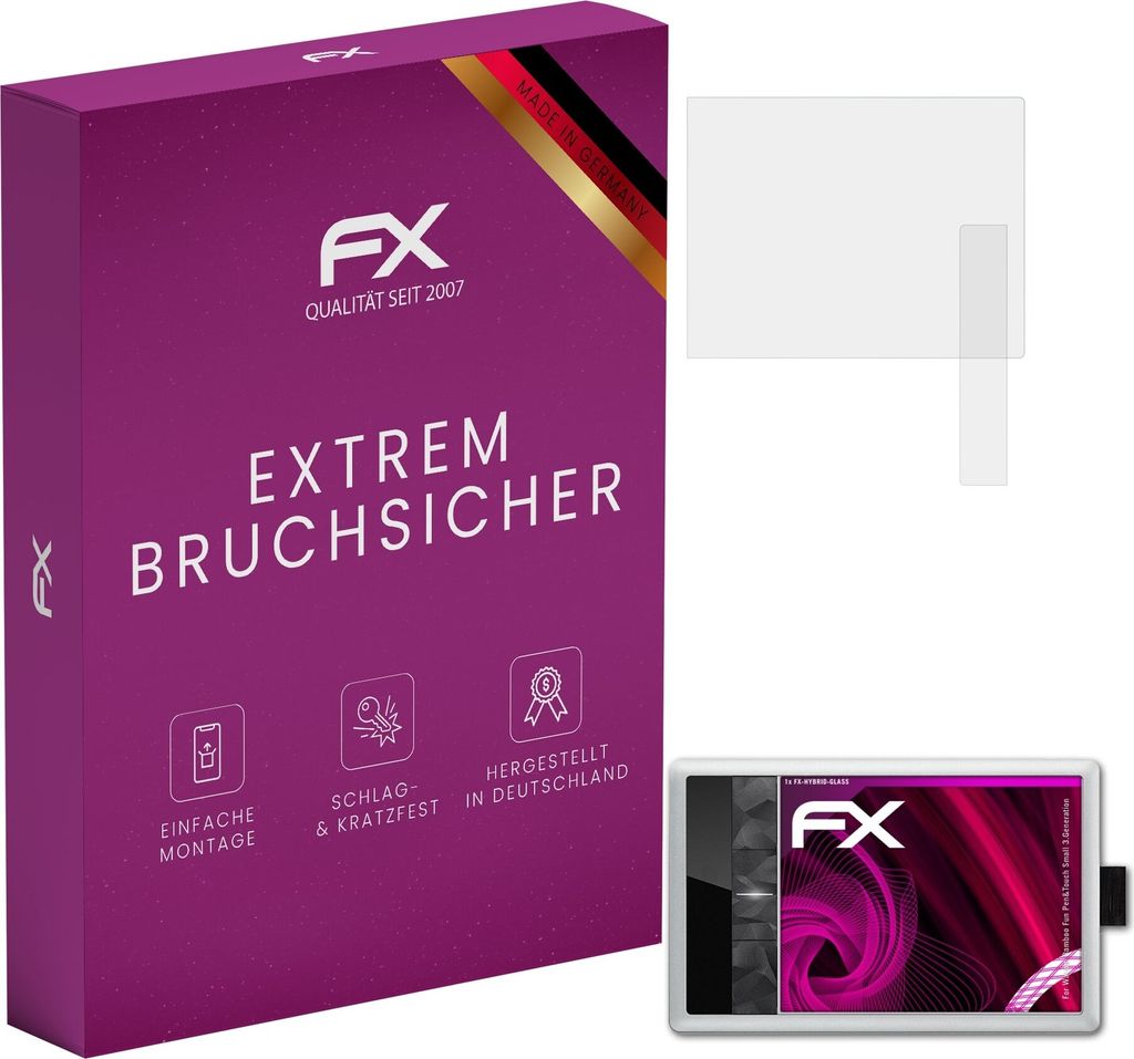 atFoliX FX-Hybrid-Glass Displayfolie kompatibel mit Wacom Bamboo Fun Pen&Touch Small (3.Generation) Glasfolie