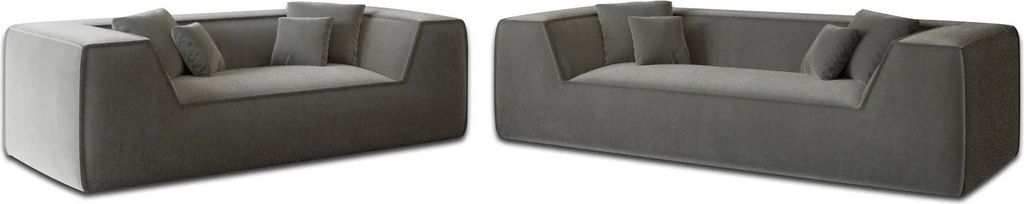 Samtstoff 3-2-Sitzer Sofa Set Liberia Dunkelgrau