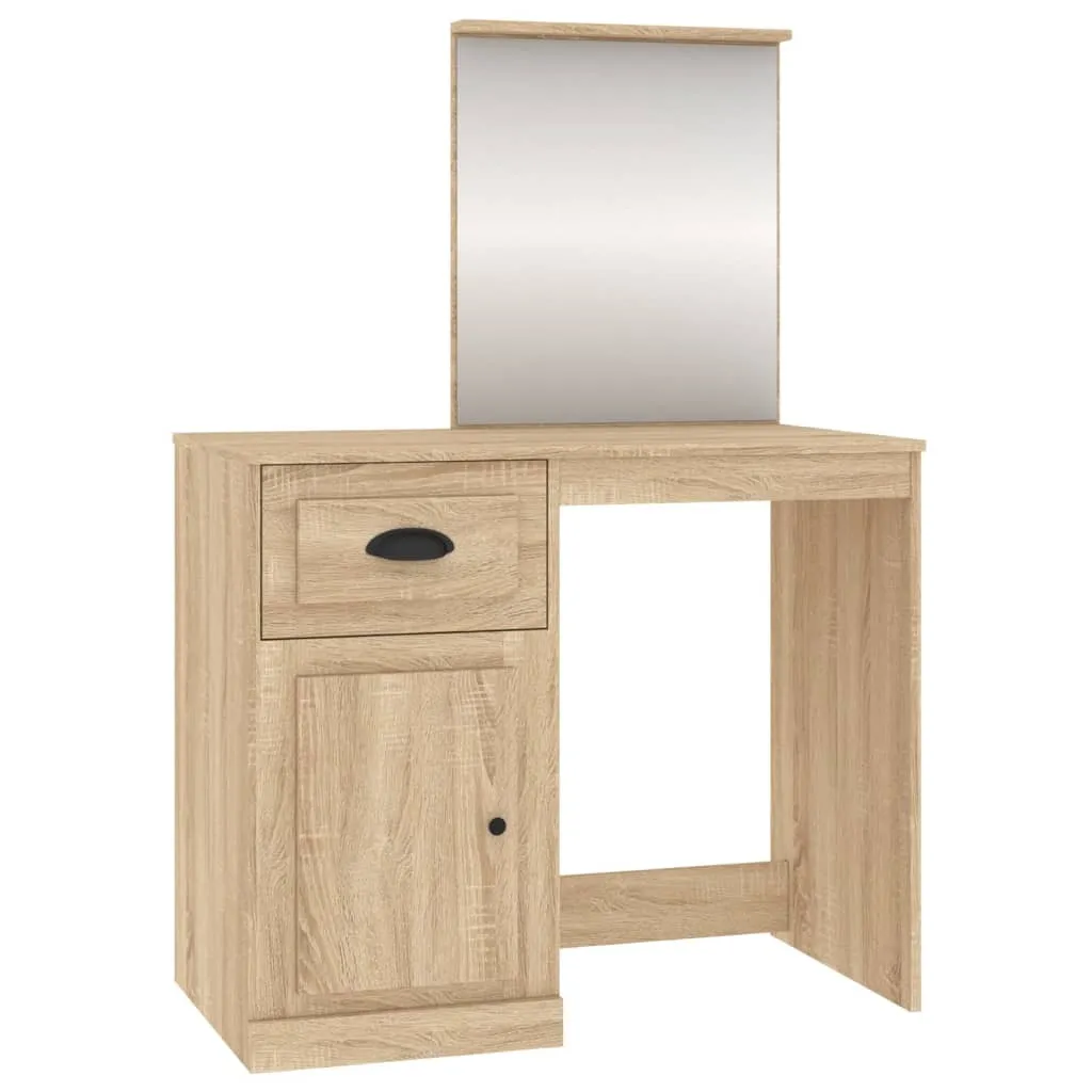 Mobile Trucco Rovere Sonoma 90x50x132,5 cm con Specchiera Integrata