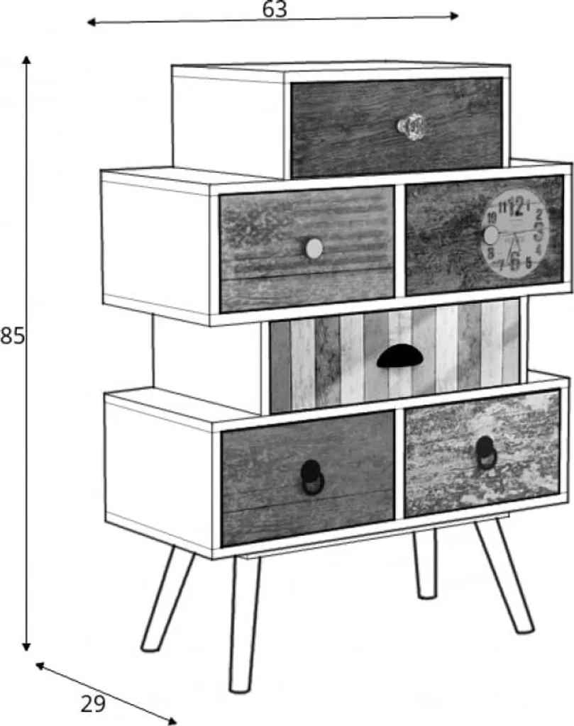 Meuble de rangement Mezo KM-2 type chiffonnier bois et métal rétro - 2