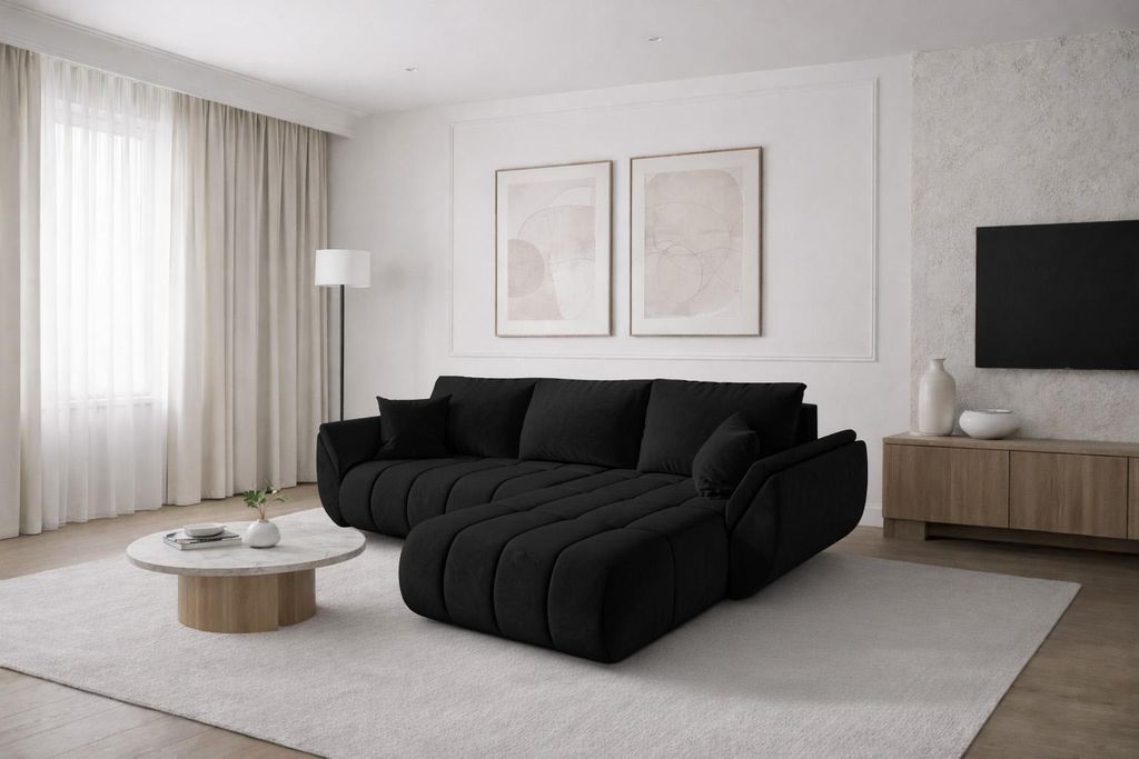 Kaiser Möbel Ecksofa mit schlaffunktion und bettkasten TOKYO PREMIUM, stoff MONOLITH, Anthrazit, Rechts