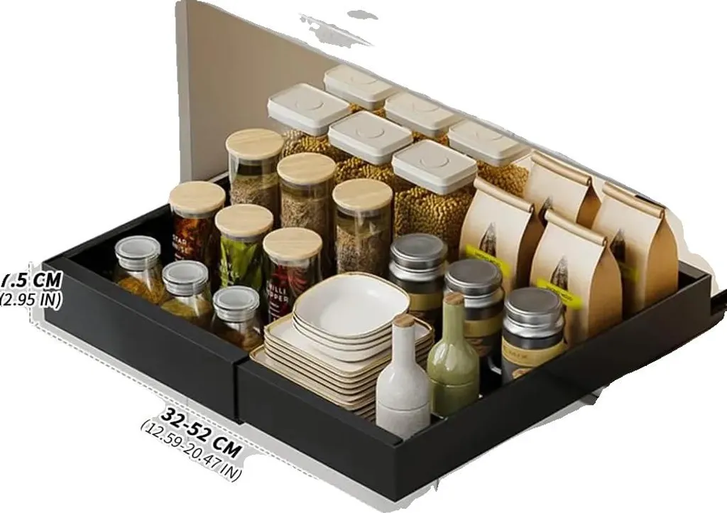 Organizzatore per armadi, larghezza regolabile, stile moderno e minimalista, nero-S