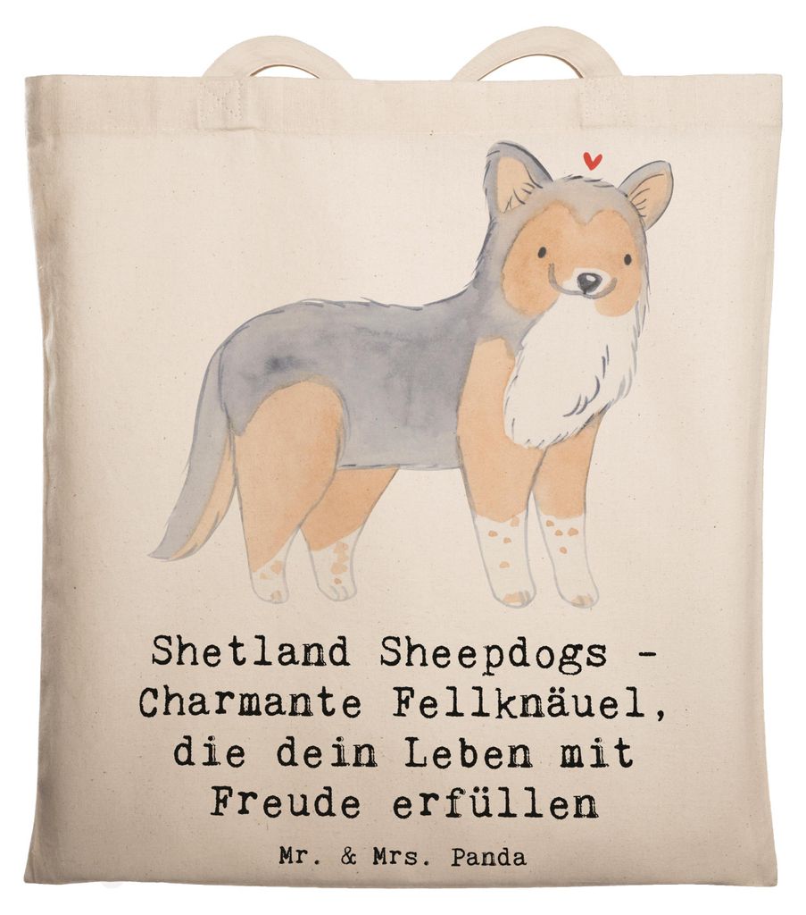 Mr. & Mrs. Panda Einkaufstasche Shetland Sheepdog Glücksbringer - Transparent - Geschenk, Zuhause, Hunderassen Pflege, Freundlichkeit, Freude und ...