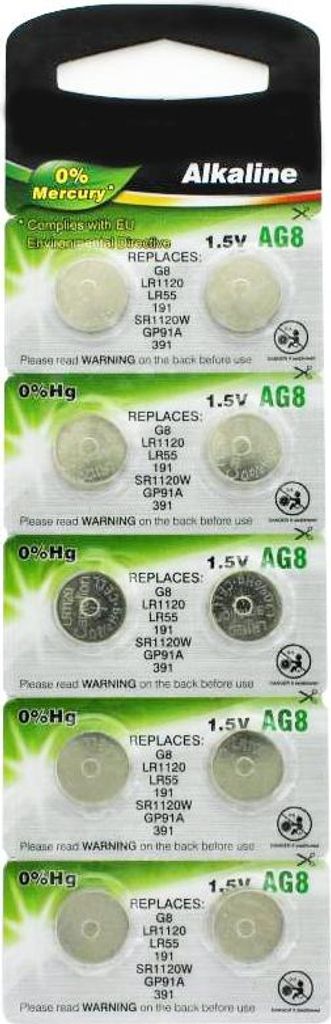 LR55 Batterie, Knopfzelle V8GA, 191, 80, LR1120, LR1121, LR4230 10 Stück