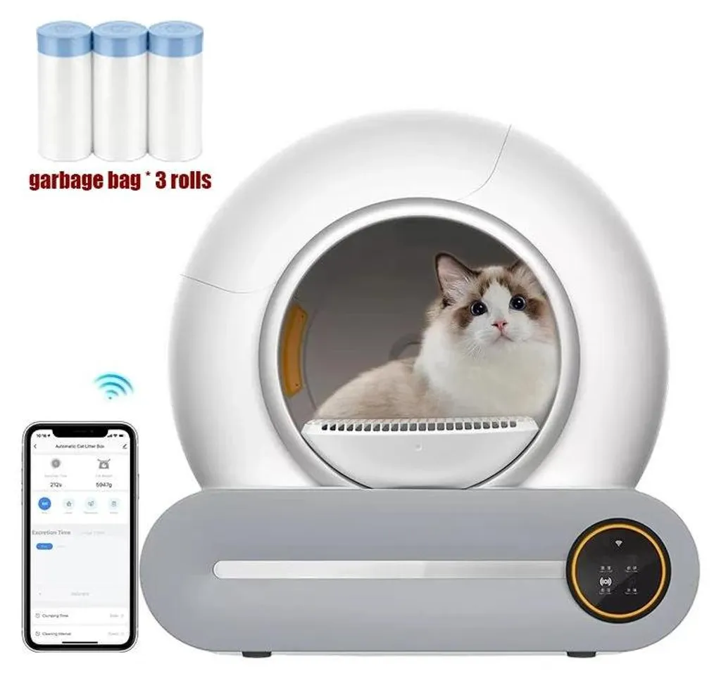 Maison de toilette automatique pour chat grande capacité coloris blanc