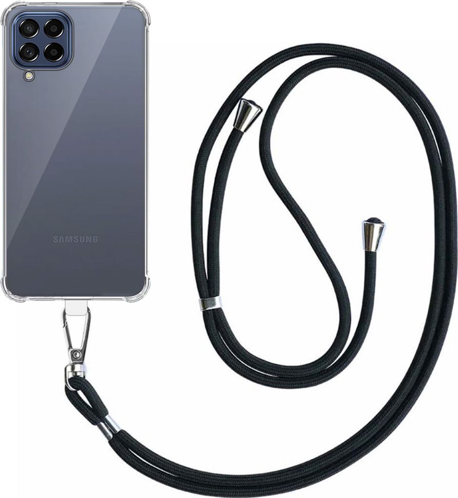 Smartphonica Handytasche geeignet für Samsung Galaxy M53 Transparent Stoßfest mit abnehmbarem Universal Telefonkabel - Backcover Fall Silikon Sho...