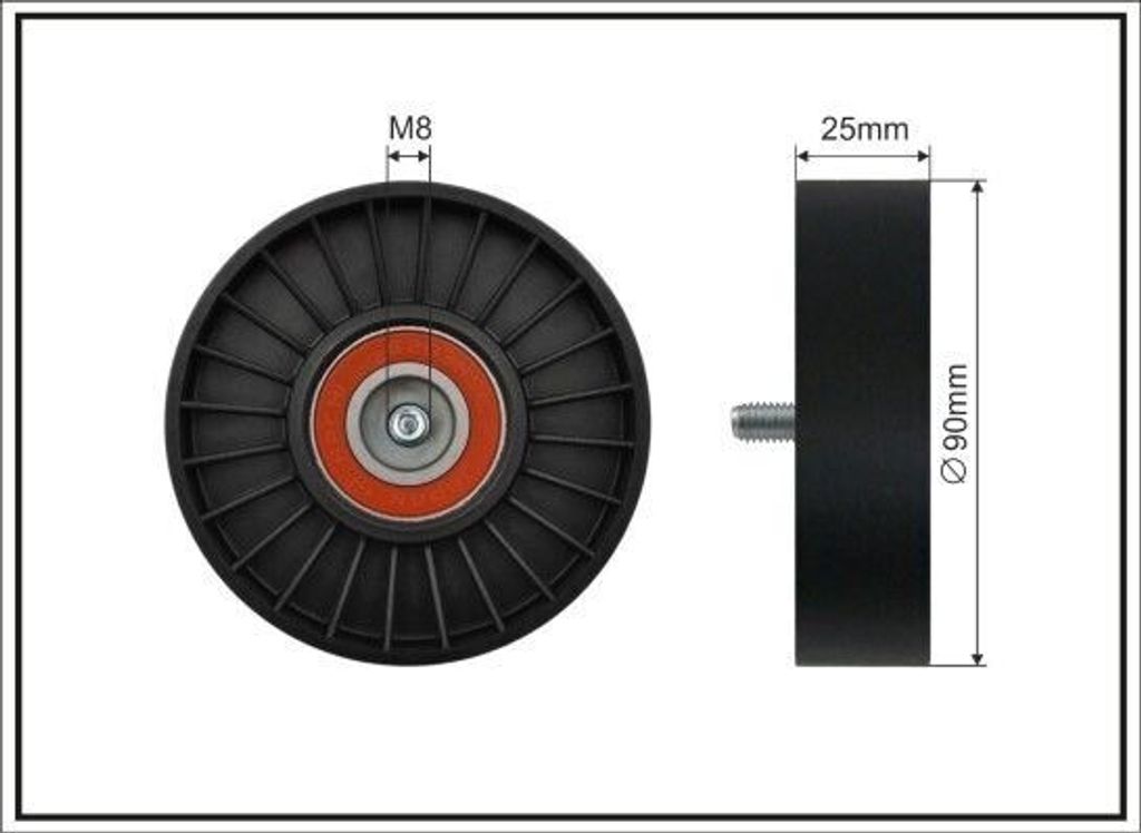 CAFFARO 12-18 Umlenkrolle Keilrippenriemen 90mm für OPEL Astra G Limousine (T98) für FORD ORION II (AFF) für BMW 3 Touring (E36) für FIAT ULYSS...