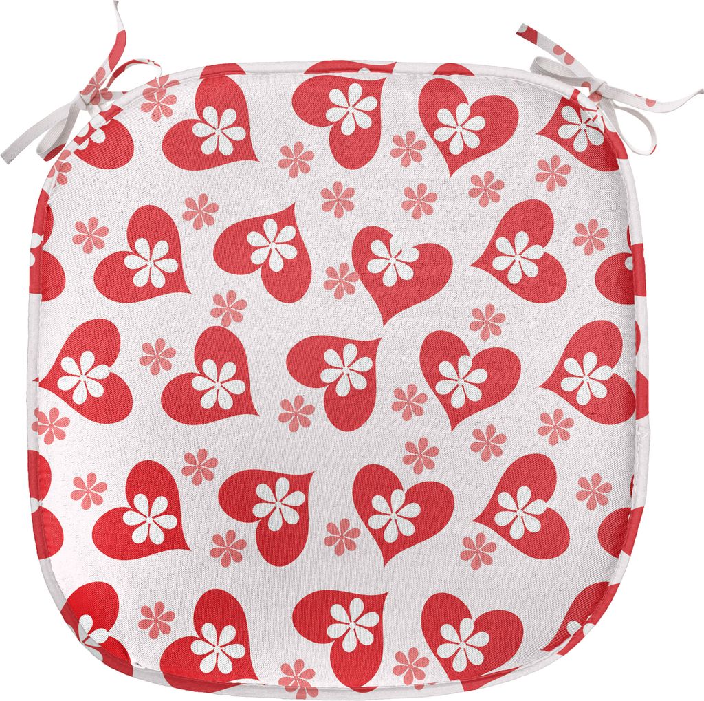 ABAKUHAUS Valentines Polster für Esszimmerstühle, Blumen Valentinstag, Dekoratives wasserfestes Kissen mit Riemen für Küchensitze, 40 cm x 40 c...