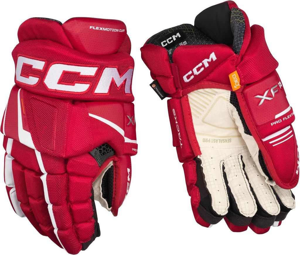 Handschuhe CCM TACKS XF PRO Junior rot/weiss 12 Zoll