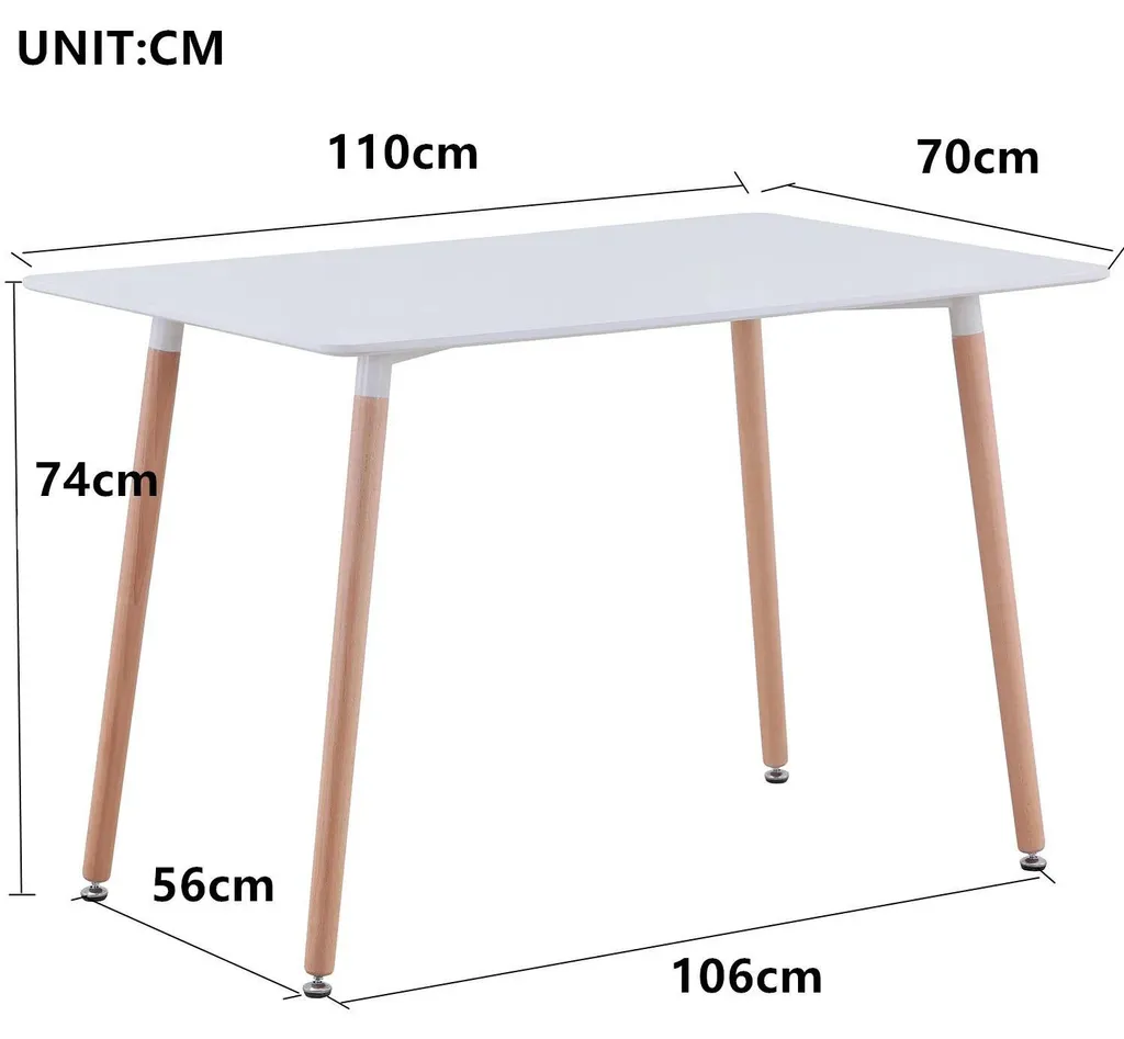 Table à Manger Design Minimaliste Rectangulaire en Blanc pour 6 Convives - 8