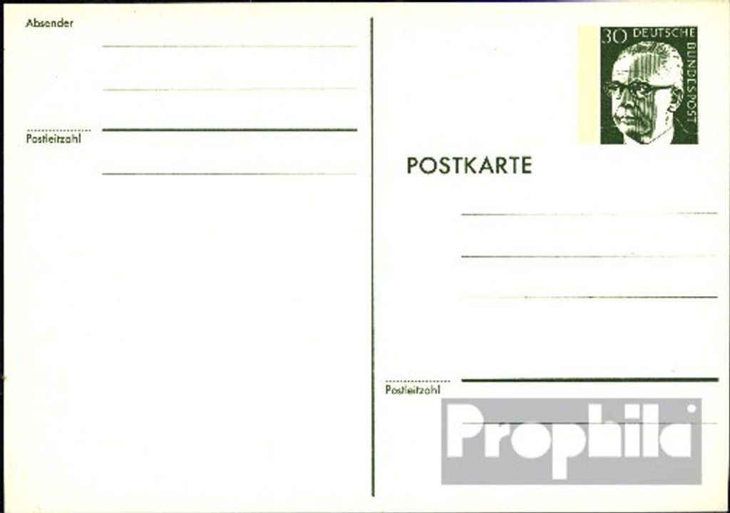Belege Ganzsachen BRD (BR.Deutschland) 1973 P110b Amtliche Postkarte, weißes Papier Heinemann