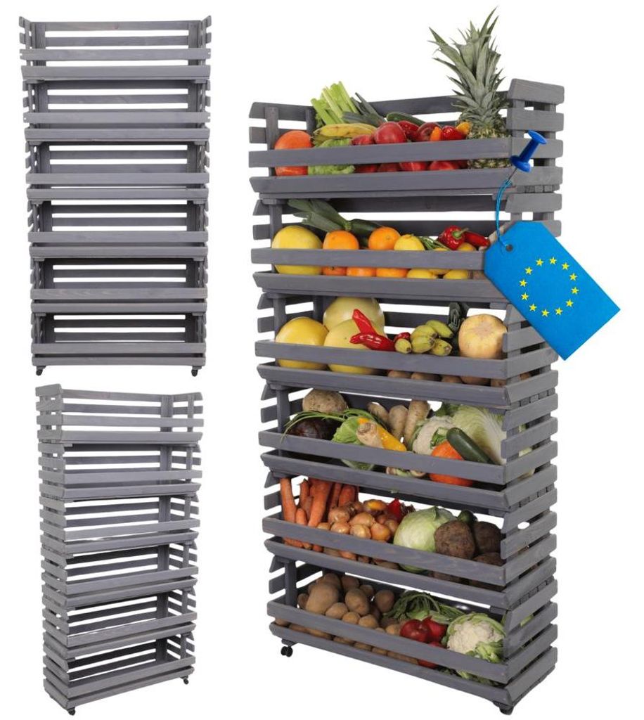 MODO24 Gemüseregal Holz, 6 Holzkisten, Kartoffelsteige, Produktbild 