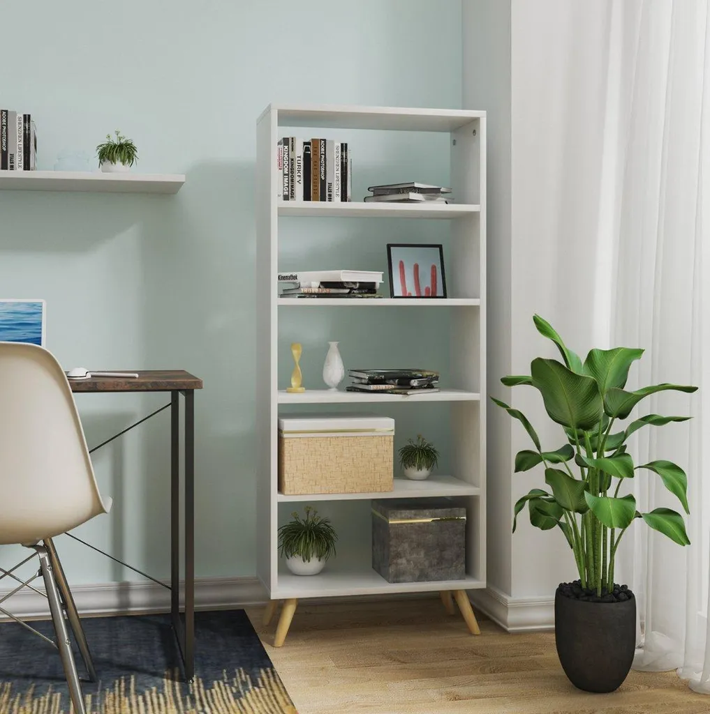 Rangement Gain de Place Bibliothèque Bolt Edge Blanche 4 Niveaux MDF - 2