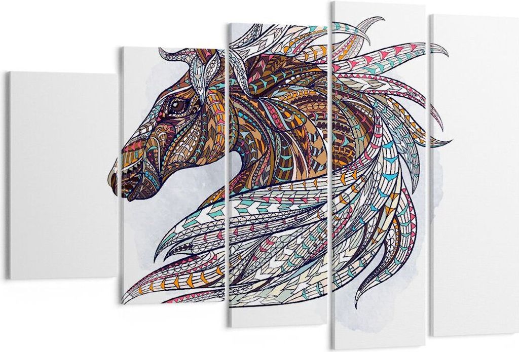 Bild auf Leinwand - Leinwandbild - Pferd Eleganz Grafik Kopf - 150x100cm - Wand Bild - Wanddeko - Leinwanddruck - Bilder - Kunstdruck - Wanddekorat...