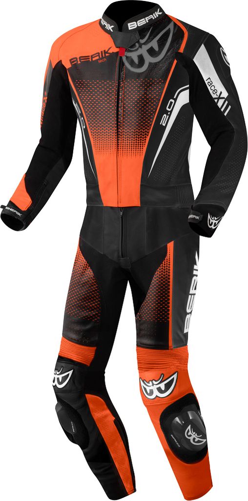 Berik XR-Ace Evo perforierte 2-Teiler Motorrad Lederkombi, schwarz/grau/orange, 56