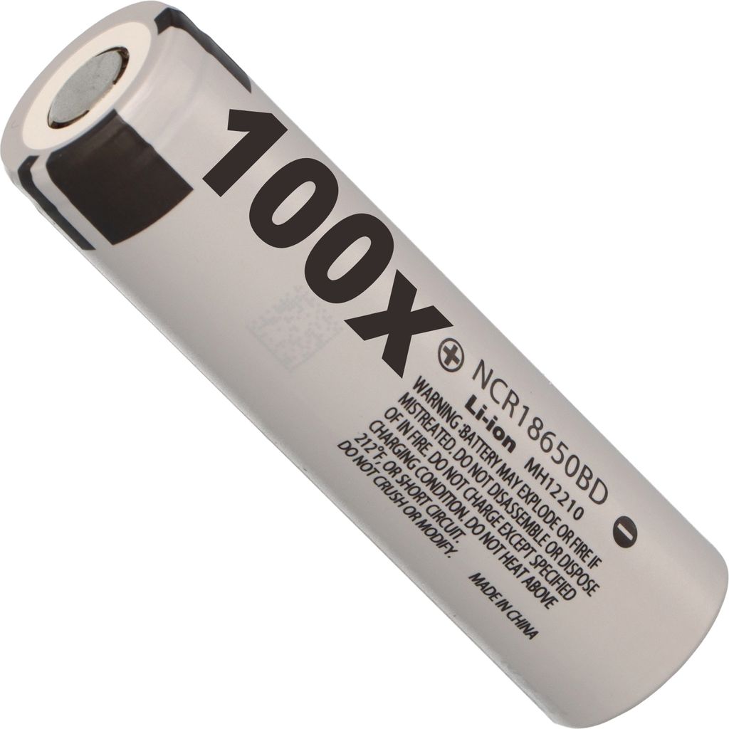100x Panasonic Li-Ion 3,6V 3100mAh NCR18650BD NCR 18650
