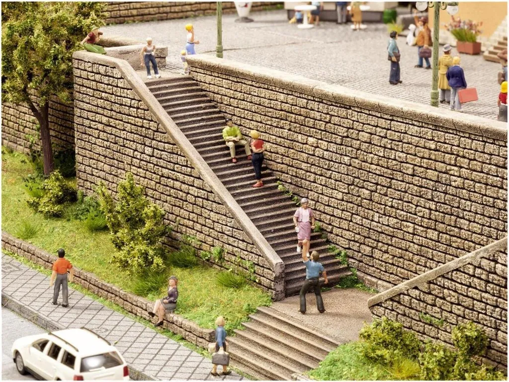 Escaliers miniatures HO 1:87 Gris NOCH pour Dioramas et Réseaux de Trains