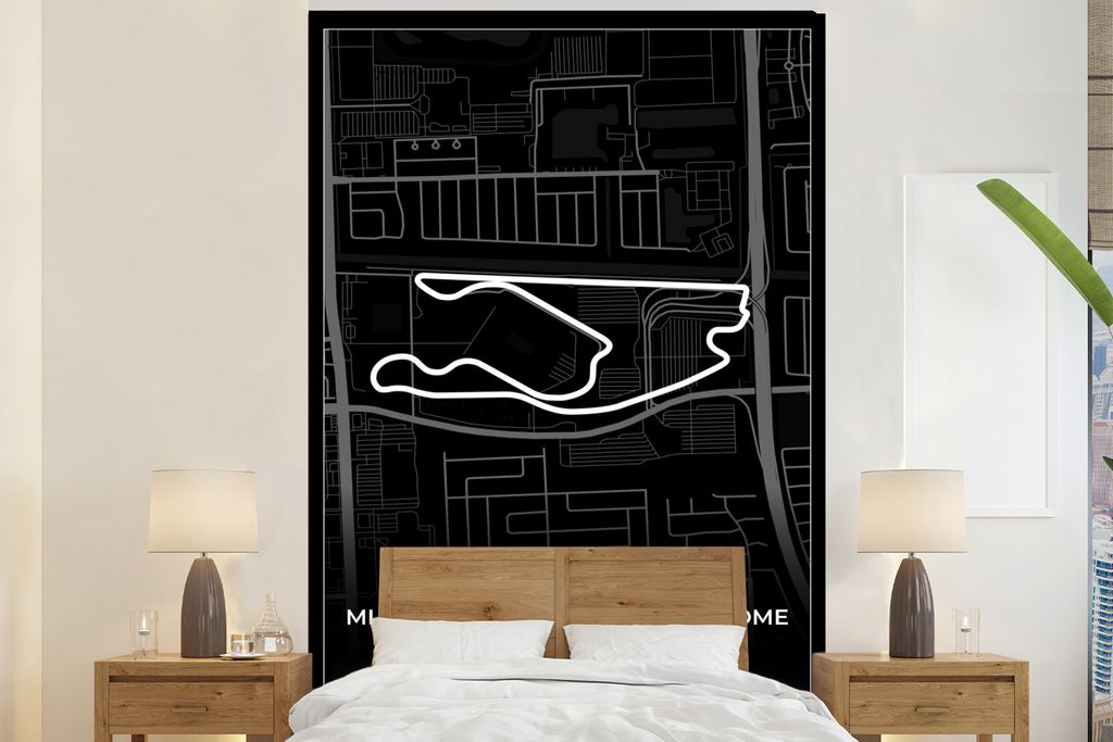 MuchoWow Fototapete für Wohnzimmer oder Schlafzimmer Wandtapete Vinyl Motivtapete Rennstrecke - Vereinigte Staaten - Formel 1 - Miami Internatio...