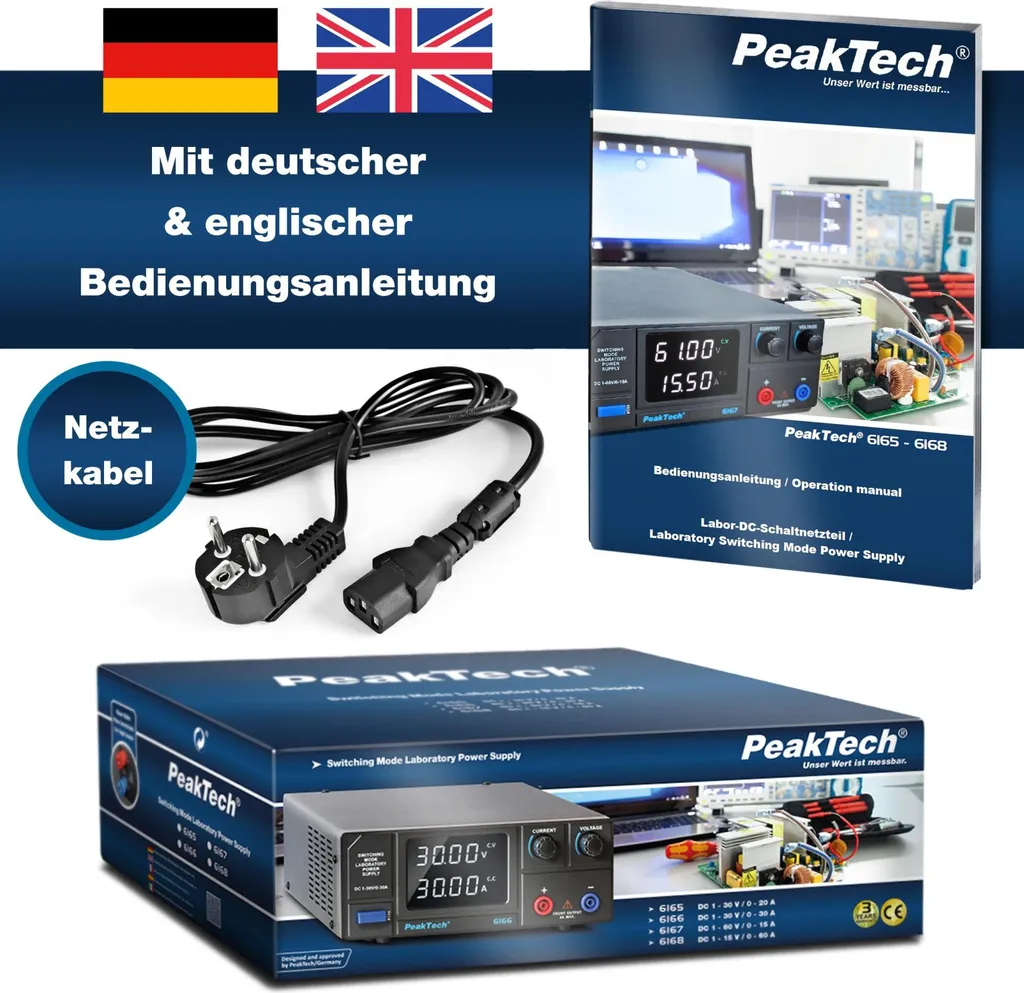 Alimentation à découpage de précision PeakTech P 6168 pour banc de test