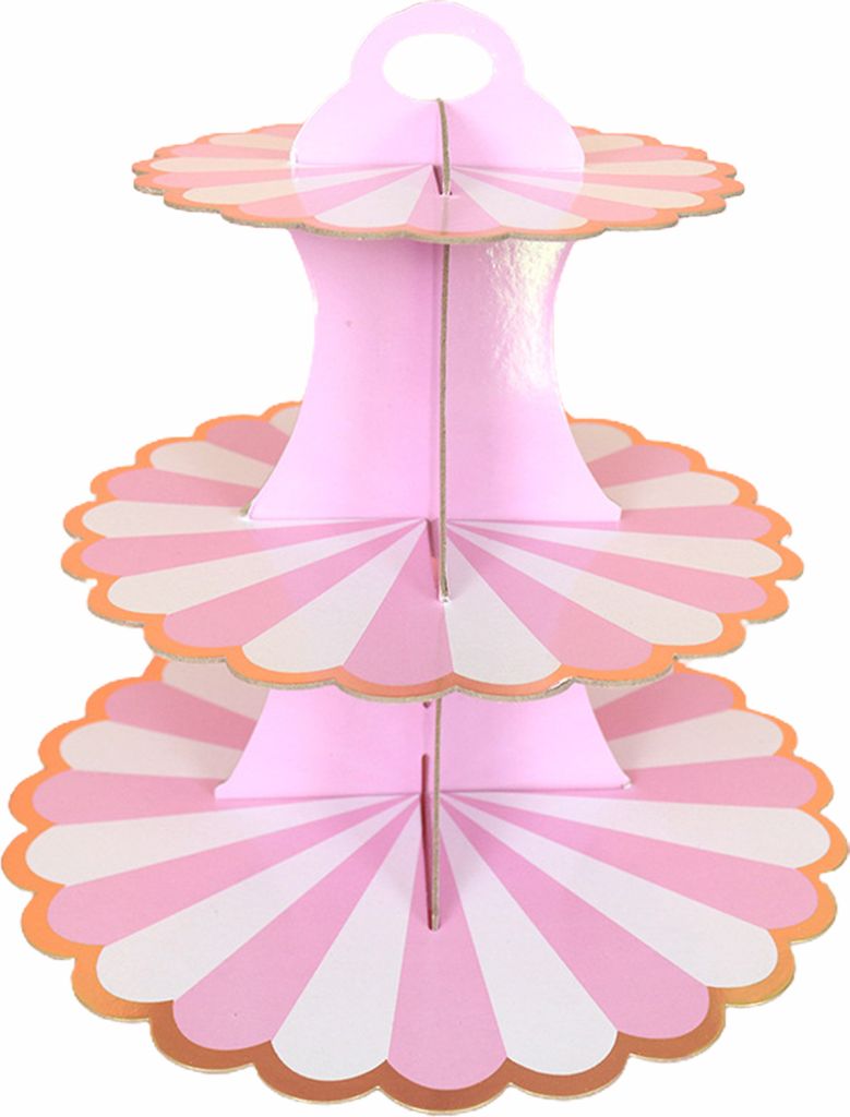 Kuchenständer Einweg exquisite Papierspitzenkante dreischichtige Dessertständer für Hochzeit-Rosenrot