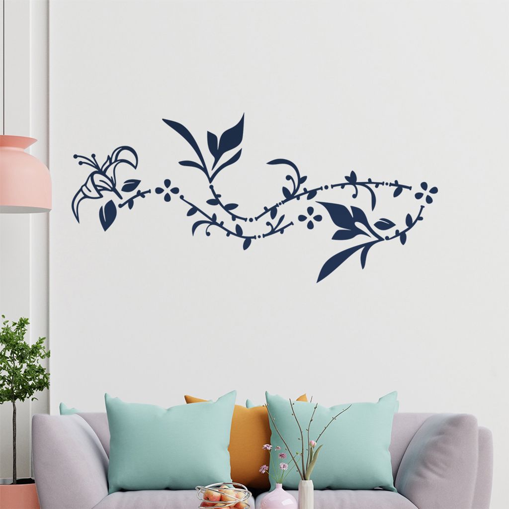 Blume - Ranken Wandtattoo in 6 Größen - Wandaufkleber Wall Sticker - Dekoration, Küche, Wohnzimmer, Schlafzimmer, Badezimmer